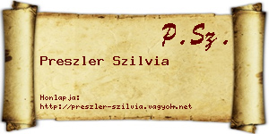 Preszler Szilvia névjegykártya